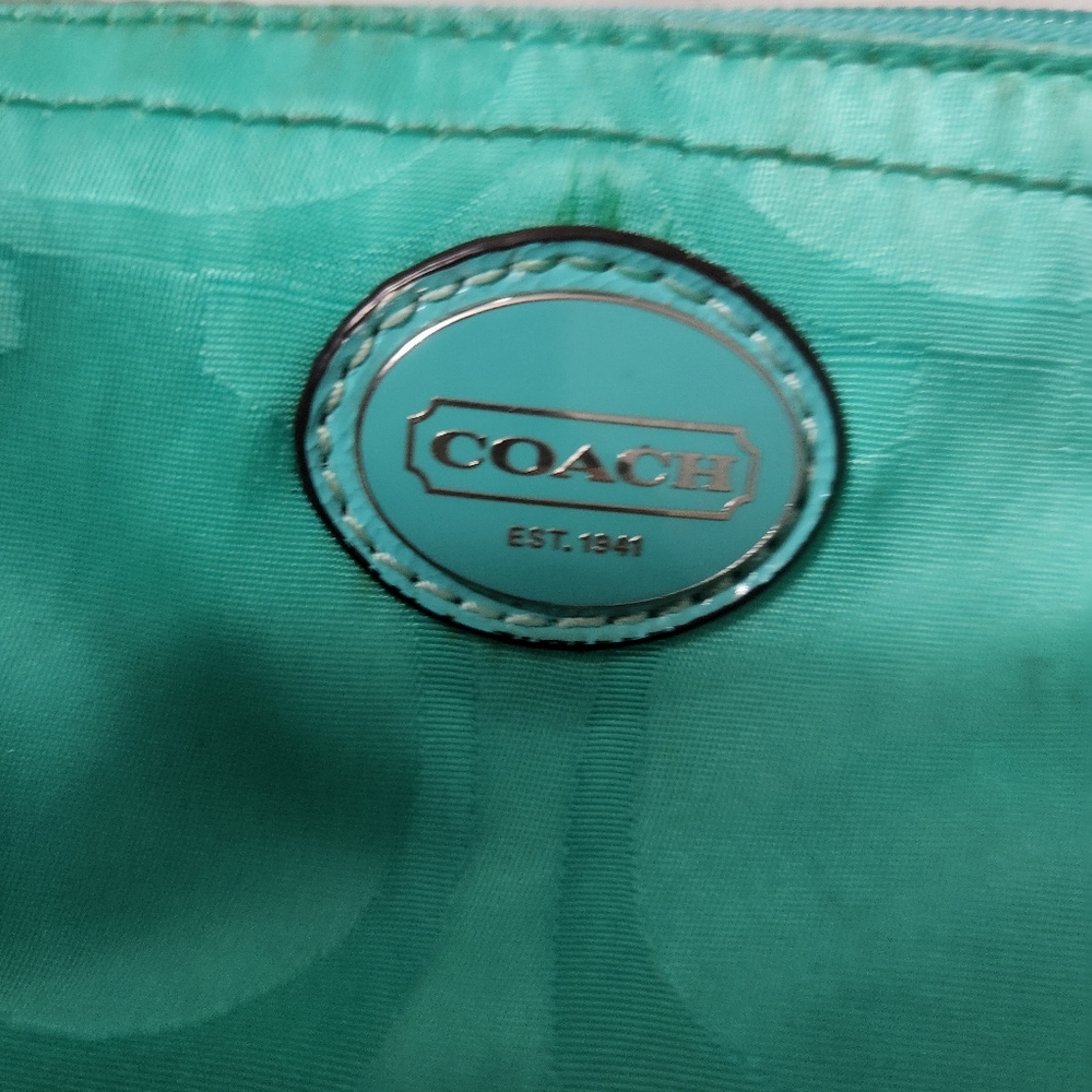 Coach tealish cosmetic bag